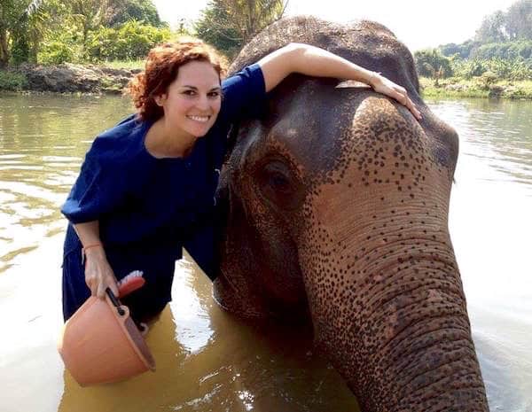 Sarah in Thailand with elephant | veganchickpea.com