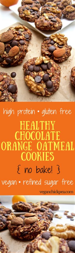 Healthy High Protein Chocolate Orange Oatmeal Cookies - no bake + refined sugar free + gluten free + vegan! | veganchickpea.com