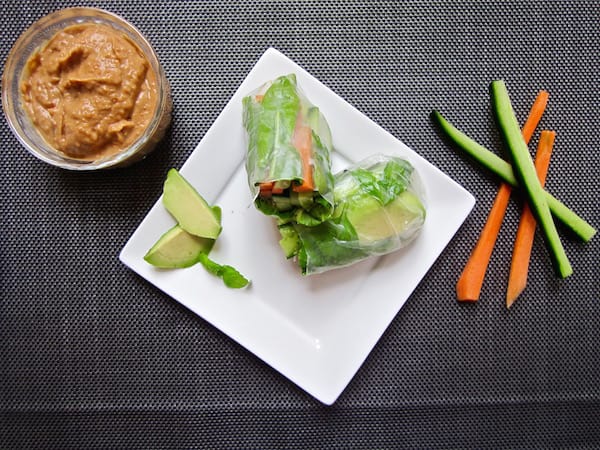 Healthy & Easy Vegan Spring Rolls with Ginger Almond Sauce (gluten + soy free) | veganchickpea.com
