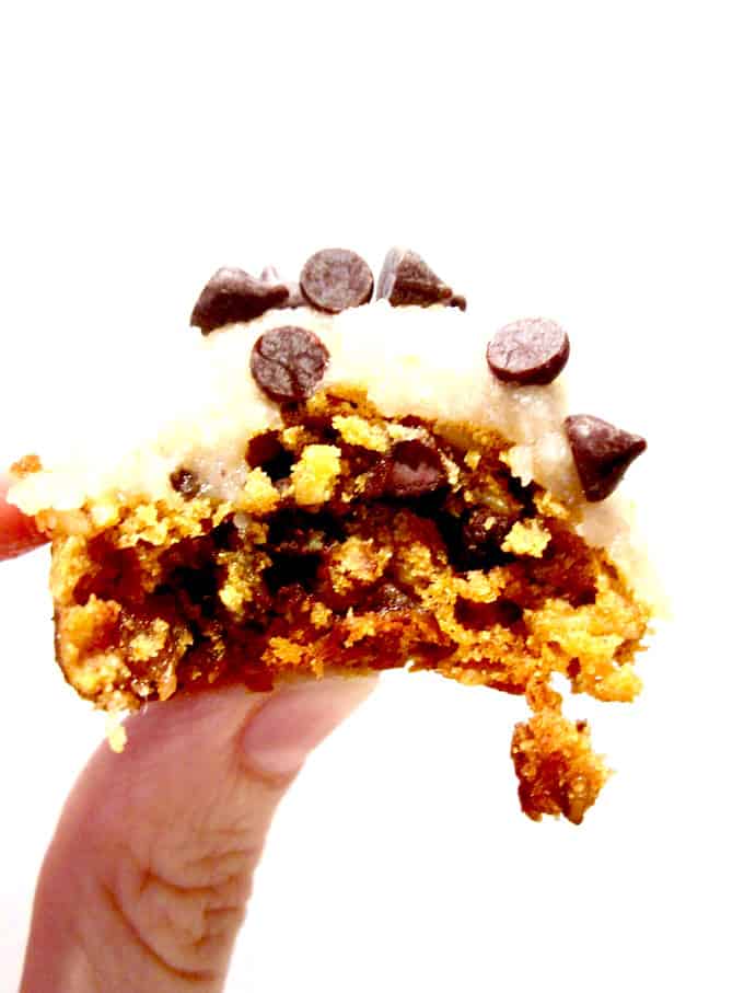 Pumpkin Chocolate Chip Muffin Top Cookies + Coconut Frosting (Vegan & GF)