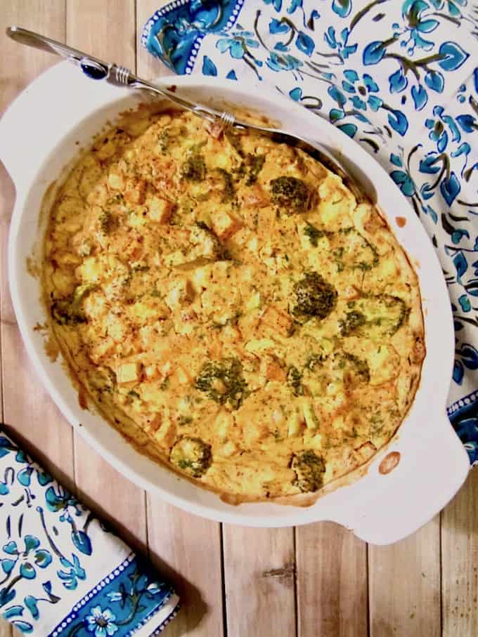 Cauliflower, Broccoli & Sweet Potato Turmeric Casserole recipe - A healthy, clean, real food recipe to nourish your entire family! Also use this recipe as a template and sub whatever veggies and seasonings you have on hand! (Vegan, gluten + oil + soy free, nut free option) | veganchickpea.com