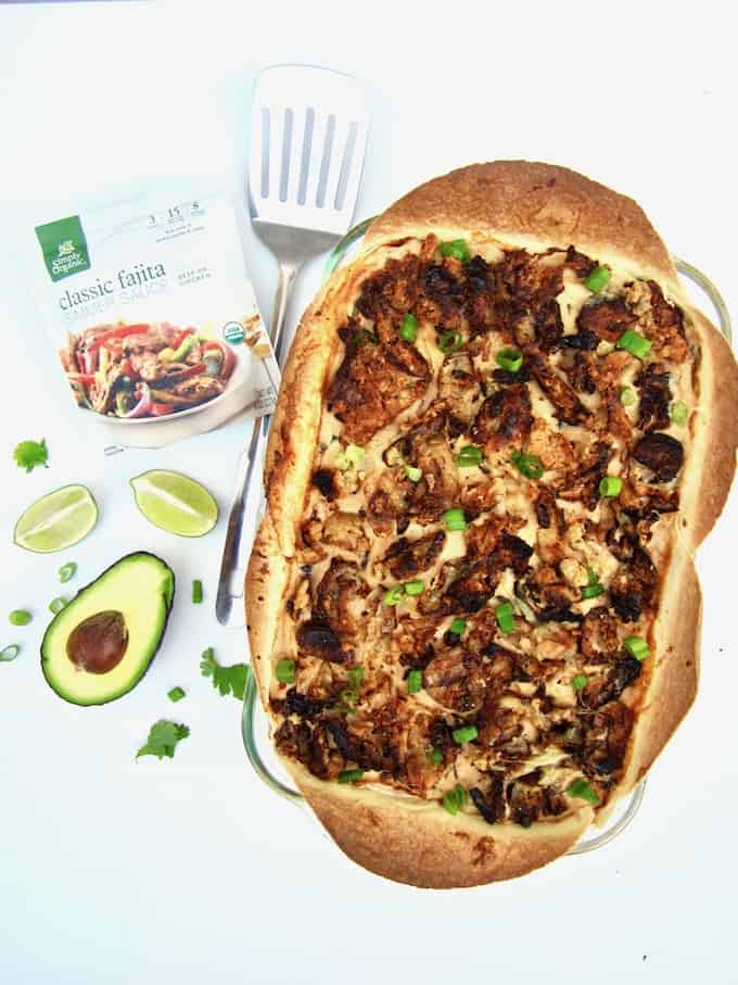 The Best Creamy Vegan Mexican Casserole (Gluten Free) recipe - hearty, healthy, family friendly and nourishing, this multi-layered casserole is comfort food at its best! [soy + sugar free] | veganchickpea.com