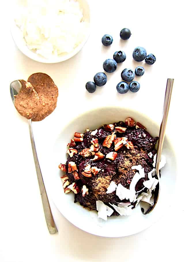 Truly The Best Sugar Free Berry Chia Porridge recipe - satisfyingly thick (no milk needed!), perfectly sweet with no added sugars, high protein & ready in just 15 minutes! Enjoy it warm or cold with your choice of toppings. [Vegan, Gluten Free, Paleo, Grain Free] | veganchickpea.com 