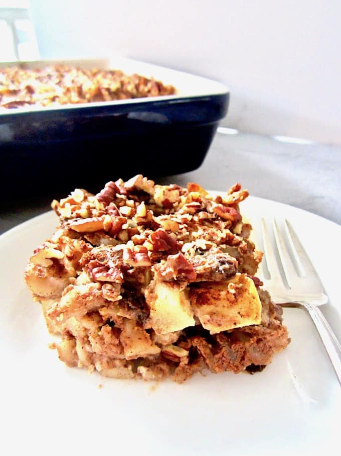 Sweet Noodle Kugel is a traditional Jewish dish, often served during Hanukkah, and now can be enjoyed by almost everyone with this gluten free, dairy free, vegan and refined sugar free version! With a creamy cinnamon cashew cream cheese sauce, apples, raisins, pecans and perfectly soft yet chewy noodles, you're going to love this unique and festive treat!