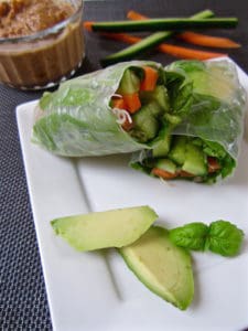 Super healthy & fresh vegan Simple Spring Rolls with Ginger Almond Sauce recipe (gluten + soy free) | veganchickpea.com