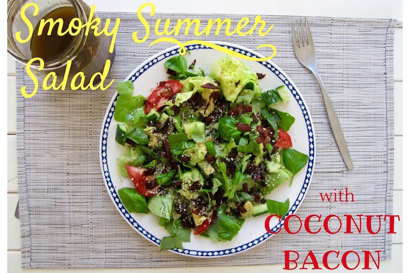 Smoky Summer Salad with Coconut Bacon - vegan, paleo, gluten/soy/nut free! | veganchickpea.com