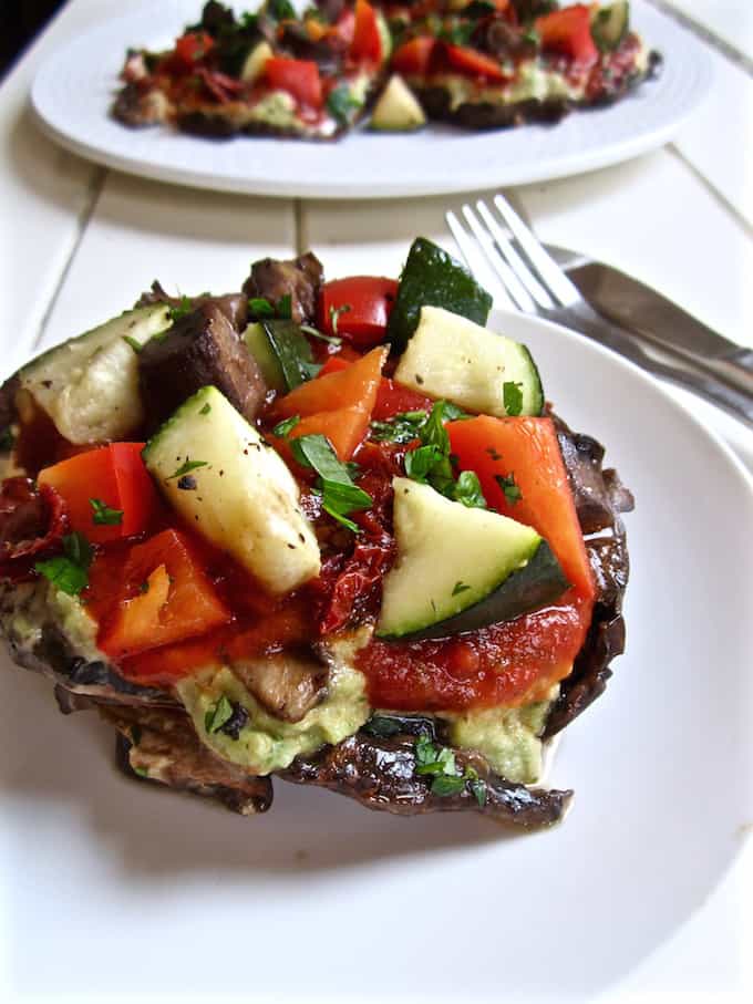 Vegan Portobello Pizza with Basil Cheese (paleo + GF) | Vegan Chickpea