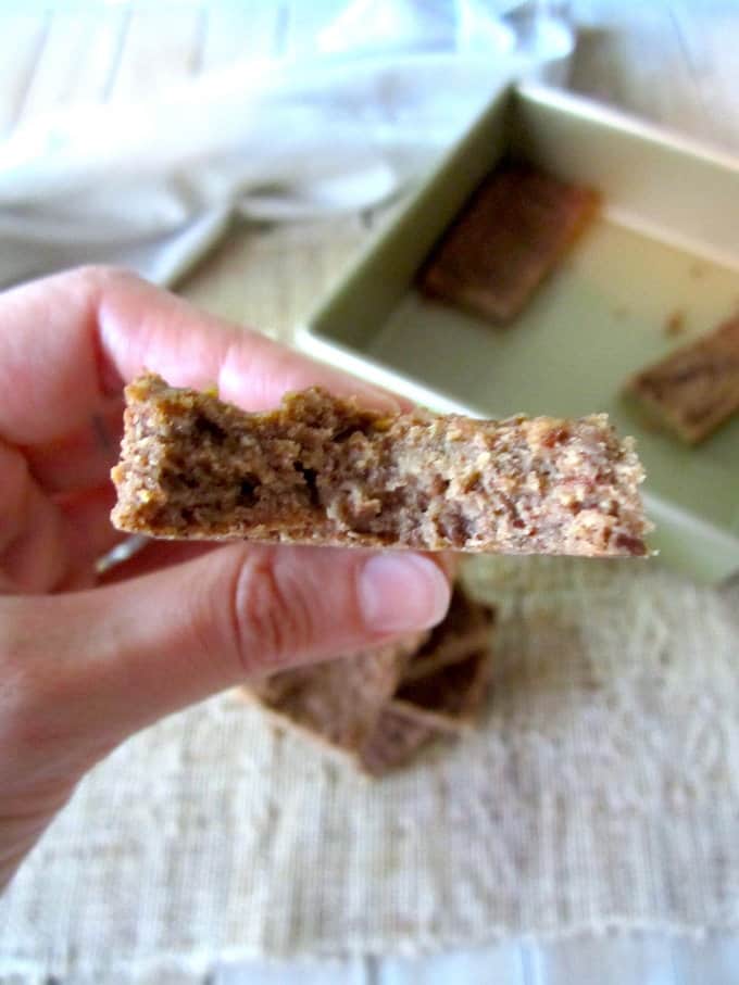 5 Ingredient Sugar Free Cinnamon Protein Bars recipe - These super simple bars use only whole foods and are packed with 15 grams of protein per bar! {flourless, sugar free, gluten free, vegan} | veganchickpea.com