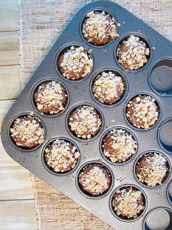 Pumpkin Cranberry Crumb Mini Muffins (Vegan & Gluten Free) - a super moist and bite sized treat, perfect for adults and kids alike! {refined sugar free}