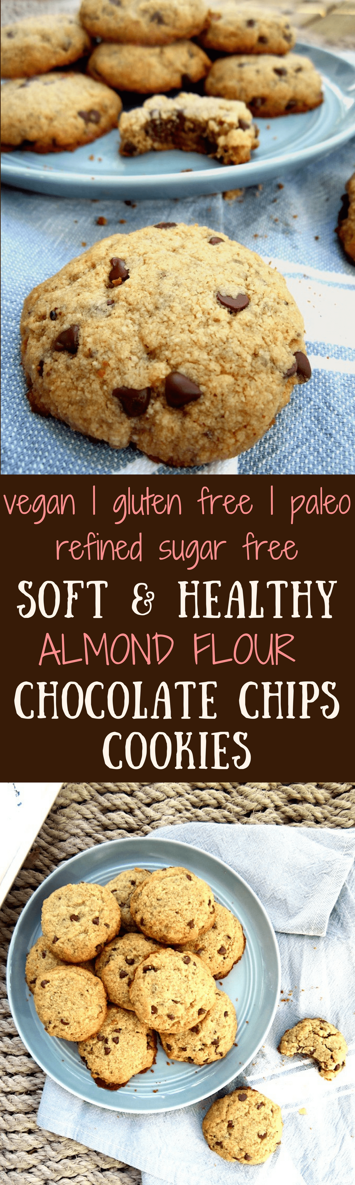 Soft & Healthy Almond Flour Chocolate Chip Cookies (GF, Paleo + Vegan ...