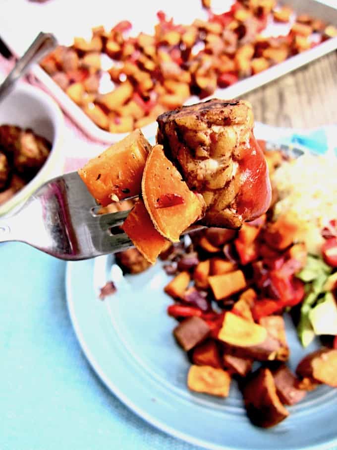 Smoky Tempeh & Roasted Sweet Potato Hash Recipe - a perfect vegan & gluten free combination for brunch, lunch or dinner! Simple. Satisfying. High Protein. {nut free, refined sugar free} | veganchickpea.com 