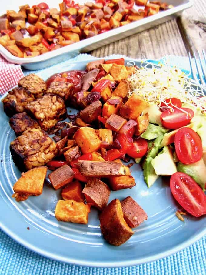 Smoky Tempeh & Roasted Sweet Potato Hash Recipe - a perfect vegan & gluten free combination for brunch, lunch or dinner! Simple. Satisfying. High Protein. {nut free, refined sugar free} | veganchickpea.com 