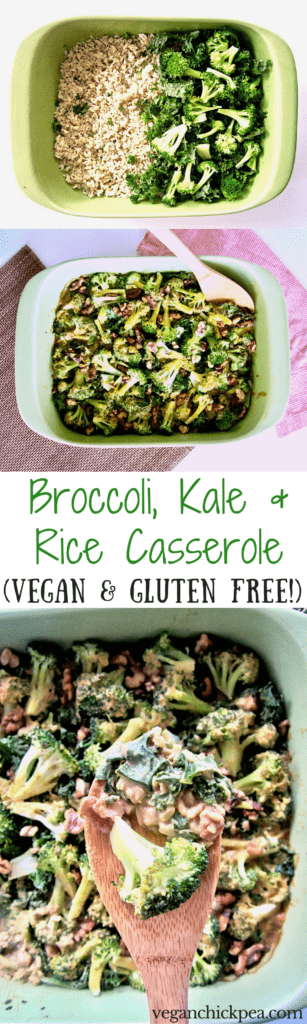 Broccoli, Kale & Rice Casserole Recipe (Vegan & Gluten Free) - a healthy yet hearty dish with plant-based protein that your whole family will enjoy! | veganchickpea.com