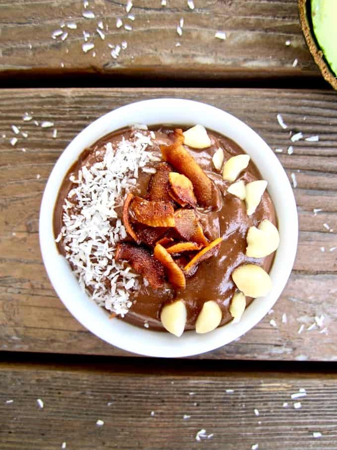 Chocolate Peanut Butter Pudding with Coconut Bacon - a delightful combo of the classic peanut butter and chocolate, PLUS a sweet and savory topping of coconut bacon! refined sugar free + vegan + gluten free | veganchickpea.com