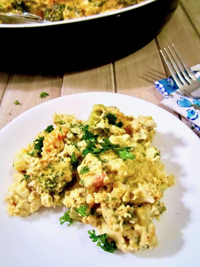 Cauliflower Broccoli Sweet Potato Turmeric Casserole