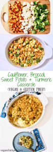 Cauliflower, Broccoli & Sweet Potato Turmeric Casserole recipe - A healthy, clean, real food recipe to nourish your entire family! Also use this recipe as a template and sub whatever veggies and seasonings you have on hand! (Vegan, gluten + oil + soy free, nut free option) | veganchickpea.com