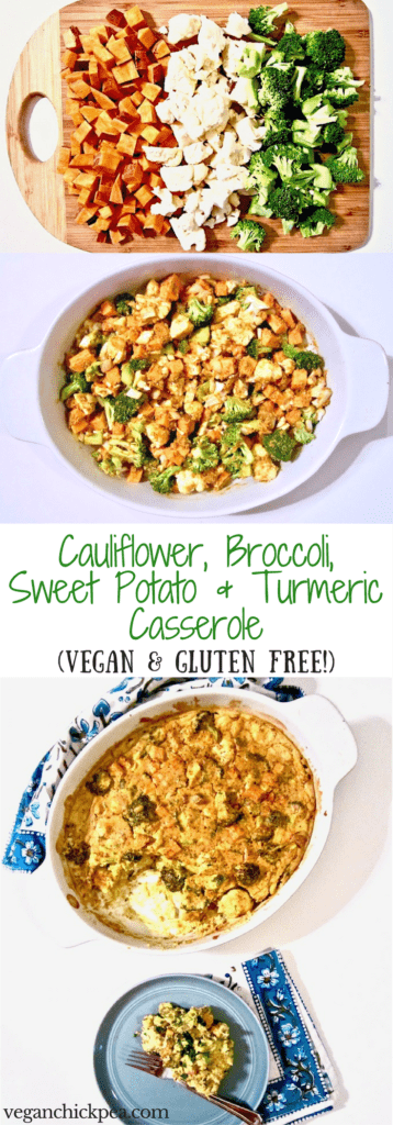 Cauliflower, Broccoli & Sweet Potato Turmeric Casserole | Vegan Chickpea
