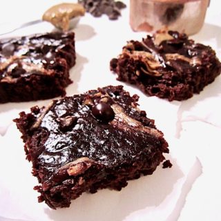 Flourless Sunflower Seed Butter Swirl Brownies recipe - these easy brownies have only 9 ingredients and take 15 minutes to prepare! A low sugar dessert that’s vegan, paleo, refined sugar free, gluten free and oil free! | veganchickpea.com