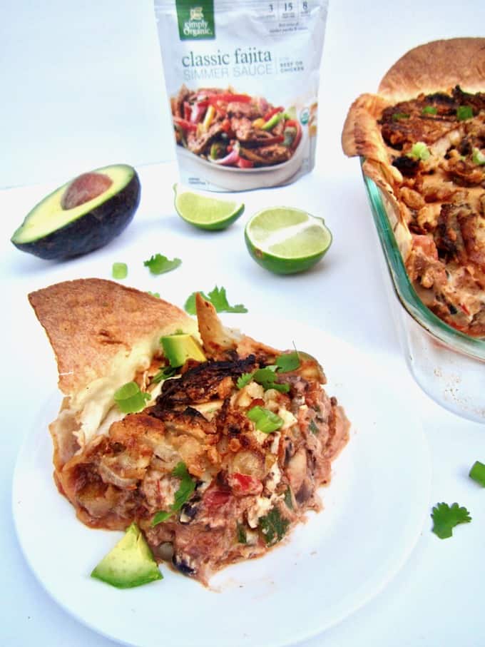 The Best Creamy Vegan Mexican Casserole (Gluten Free) recipe - hearty, healthy, family friendly and nourishing, this multi-layered casserole is comfort food at its best! [soy + sugar free] | veganchickpea.com