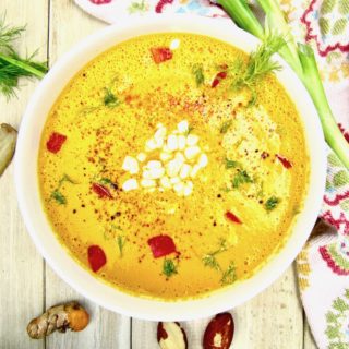 Raw Carrot & Brazil Nut Soup from ‘Healing the Vegan Way’ recipe - creamy, refreshing and nourishing, this raw soup is both nutritious and highly delicious! Can also be enjoyed warm for a non-raw version. [vegan, gluten free, paleo, oil + sugar free] | veganchickpea.com