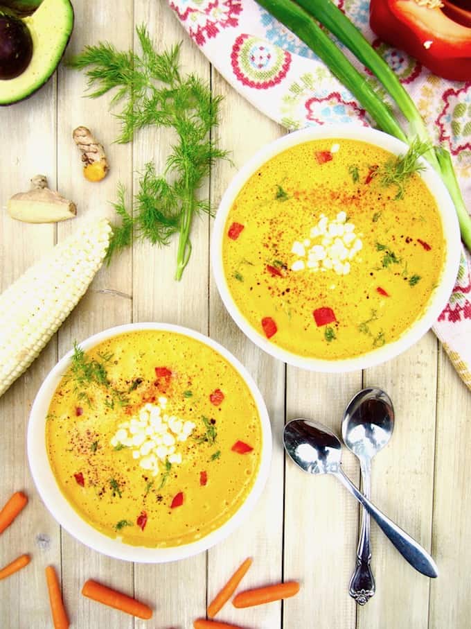 Raw Carrot & Brazil Nut Soup from ‘Healing the Vegan Way’ recipe - creamy, refreshing and nourishing, this raw soup is both nutritious and highly delicious! Can also be enjoyed warm for a non-raw version. [vegan, gluten free, paleo, oil + sugar free] | veganchickpea.com