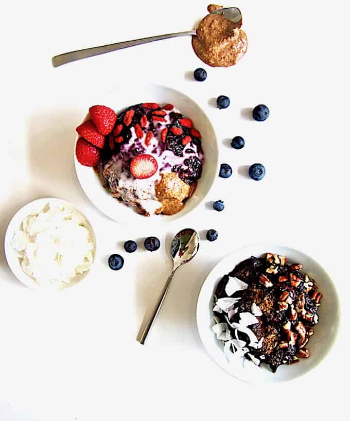 Truly The Best Sugar Free Berry Chia Porridge recipe - satisfyingly thick (no milk needed!), perfectly sweet with no added sugars, high protein & ready in just 15 minutes! Enjoy it warm or cold with your choice of toppings. [Vegan, Gluten Free, Paleo, Grain Free] | veganchickpea.com 