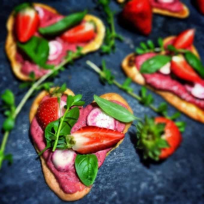 Heart Shaped Pizza & Balsamic Beet Spread