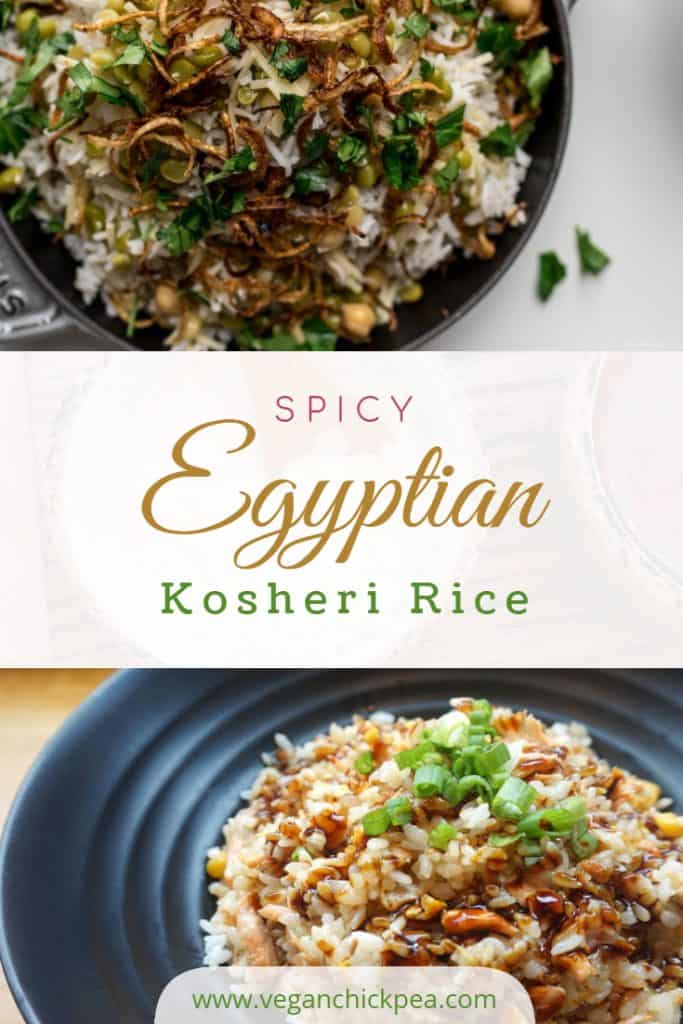 Spicy Egyptian Kosheri Rice Bowl | Vegan Chickpea