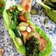 Easy Vegan Tofu Lettuce Wraps - Bake the tofu and broccolini ahead of time for an easy, delicious, 5 minute high protein lunch! | veganchickpea.com